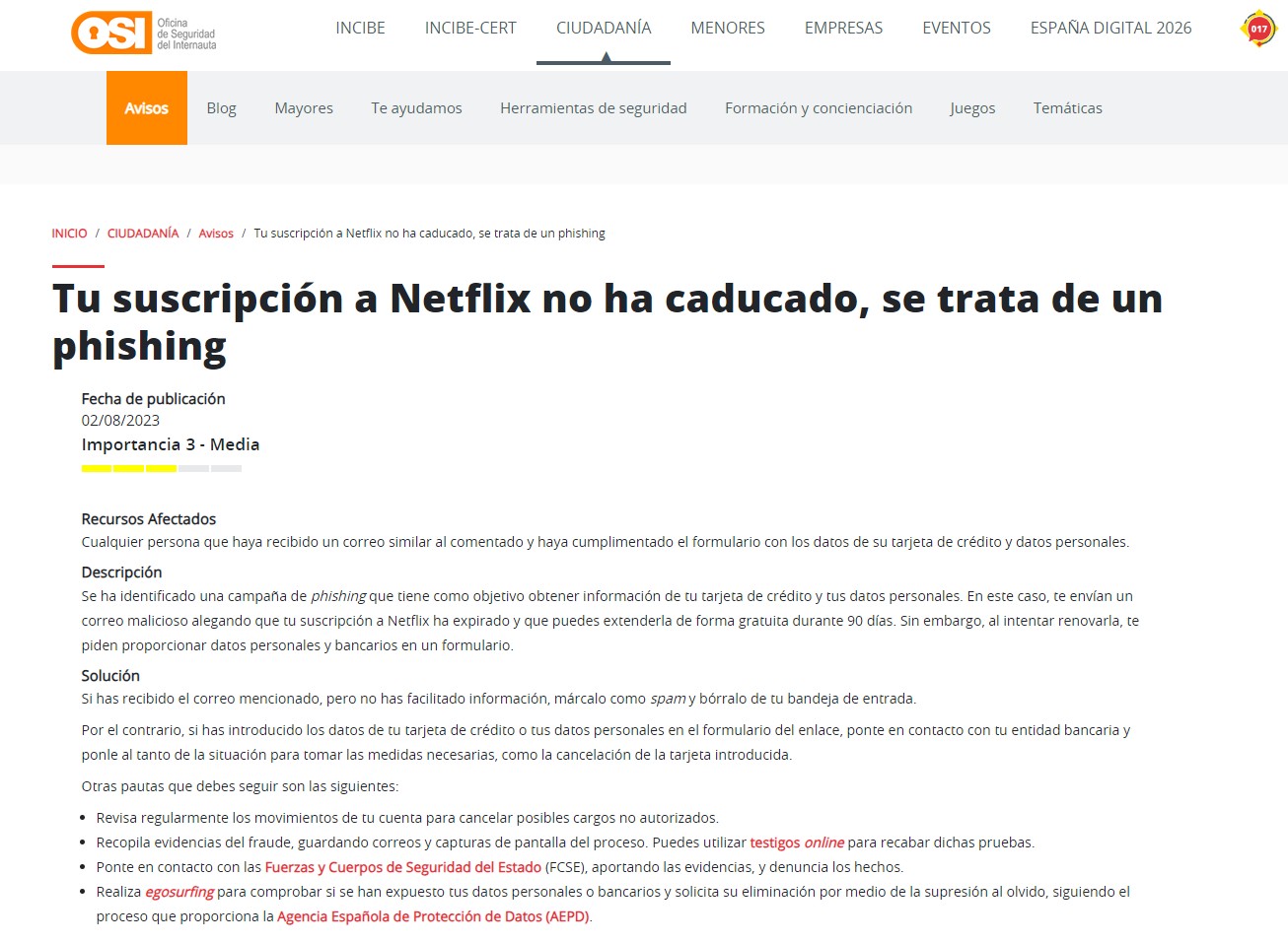 Tu suscripción a Netflix no ha caducado, se trata de un phishing