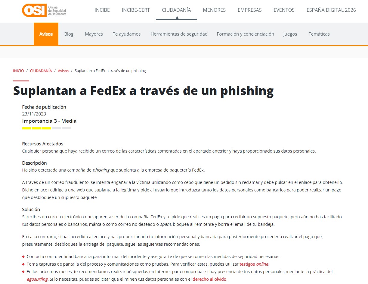 Suplantan a FedEx a través de un phishing