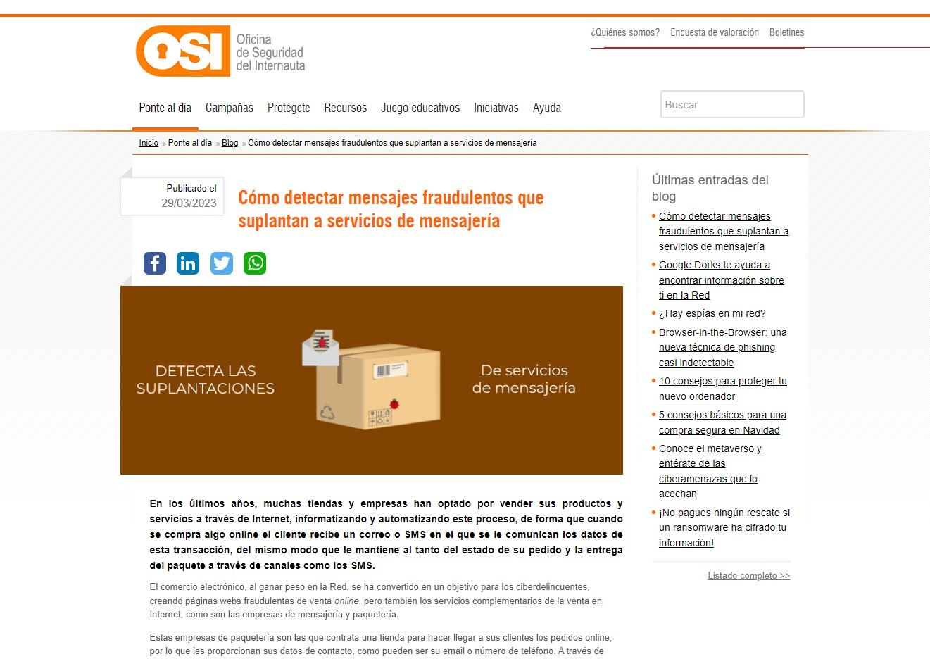 Cómo detectar mensajes fraudulentos que suplantan a servicios de mensajería Cómo detectar mensajes fraudulentos que suplantan a servicios de mensajería